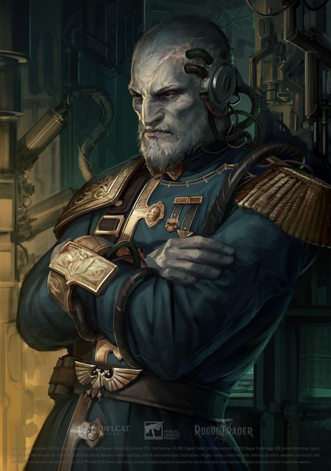 ArtStation - Warhammer 40,000: Rogue Trader - Master Helmsman Ravor 40k Tattoo, Dark Heresy, Sci Fi Character Art, 40k Painting, Sci Fi Rpg, Rogue Traders, Warhammer 40k Art, Knight Art, Warhammer Art