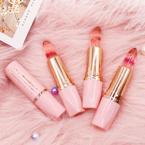 Flower Jelly, Flower Lipstick, Cute Lipstick, Jelly Flower, Jelly Lipstick, Color Changing Lipstick, Lip Wrinkles, Makeup Gift Sets, Gift Sets For Women