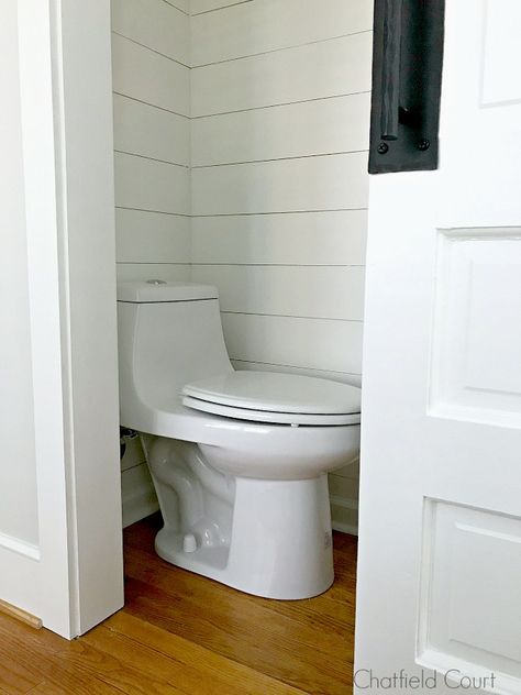 turn closet into powder room // pocket door Pocket Door Powder Room, Powder Room With Pocket Door, Closet To Bathroom Conversion, Closet To Bathroom, Guest Bedroom Closet, Tiny Half Bath, Tiny Powder Rooms, Toilet Closet, Small Half Bath