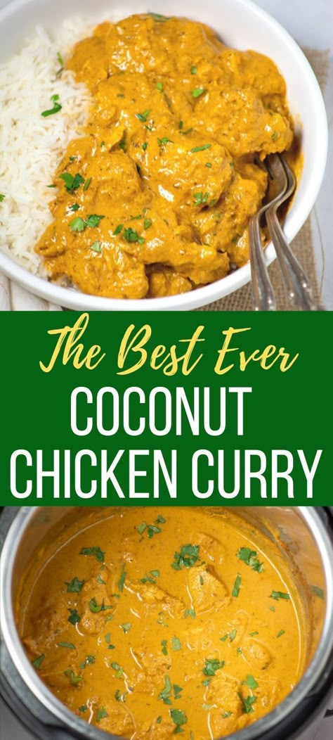 Basmati Rice Instant Pot, Healthy Coconut Chicken, Instant Pot Coconut Chicken, Chicken Curry Instant Pot, Instapot Recipes Chicken, Rice Instant Pot, Coconut Chicken Curry, Indian Dinner Recipes, Chicken Curry Recipe