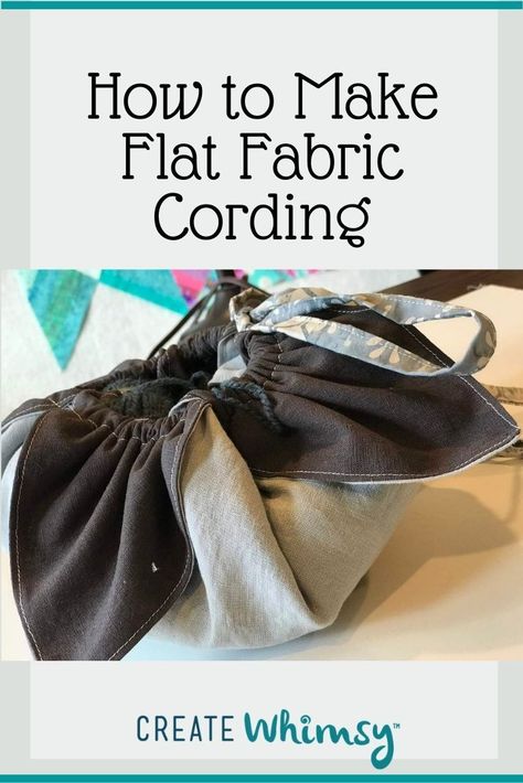 Make your own flat fabric cording to coordinate with your sewing project or replace a boring cording on your ready-to-wear clothing. This simple project can make a big impact on your finished item. Kinchaku Bag, Japanese Lotus, First Sewing Projects, Purse Sewing Patterns, Sewing Crafts Tutorials, Sewing Purses, Pattern Tutorial, Bag Patterns To Sew, Fabric Baskets