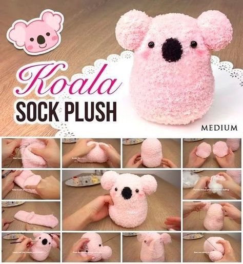 Sock Animals Diy, Sock Plush, Diy Sock Toys, Plushies Diy, Sock Dolls, Sewing Easy Diy, Cute Sewing Projects, Sock Crafts, Diy Socks