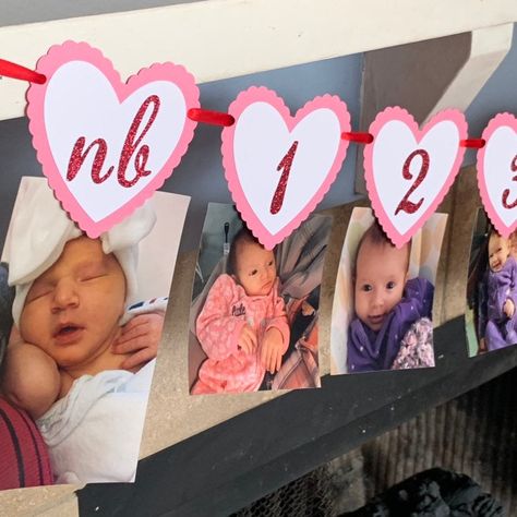 Valentine First Birthday, Heart Themed Birthday, Valentines Theme Party, Valentines Birthday Party, Heart Birthday, First Birthday Photo, Birthday Photo Banner, One Year Birthday, First Birthday Themes