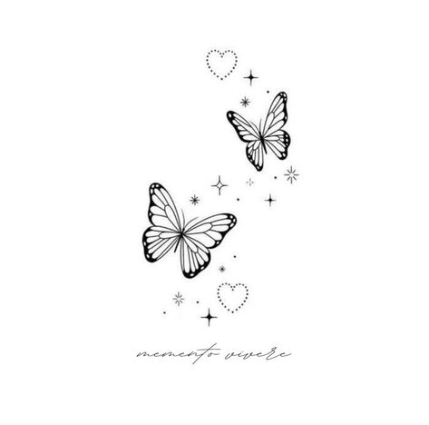 butterfly tattoos "Memento Vivere" Hip Tattoos Women Flower Butterfly, Red Admiral Butterfly Tattoo, Double Butterfly Tattoo, Butterfly Tattoo Forearm, Memento Vivere Tattoo, Matching Butterfly Tattoos, Tattoos Hip, Minimalist Tattoo Design, Pedi Ideas