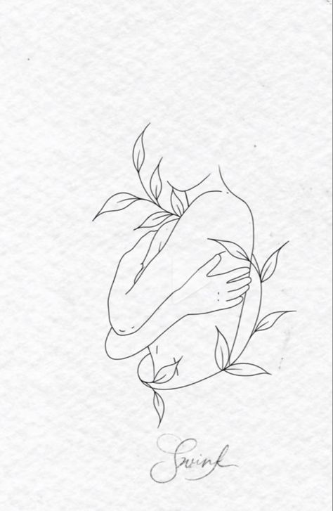 Boho Dainty Tattoo, Fine Line Sketch Tattoo, Self Healing Drawing, Self Hug Drawing, Child Silhouette Tattoo, Silhouette Line Tattoo, Inner Child Healing Tattoo, Personal Growth Tattoo Ideas, Divina Tattoo