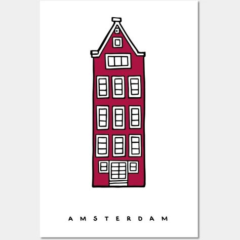 Red Old Amsterdam House, Netherlands. Realistic Drawing. - Amsterdam - Posters and Art Prints | TeePublic House Netherlands, Amsterdam Drawing, Amsterdam Art, Amsterdam Houses, Realistic Drawing, Realistic Drawings, Diy Projects To Try, Amsterdam, Netherlands