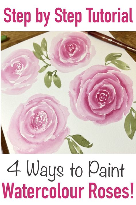 How to Paint Roses - Beginner Watercolour Tutorial! Loose Watercolor Roses Tutorial, Watercolor Rose Tutorial Step By Step, How To Paint Roses Easy Watercolor, How To Paint Watercolor Roses, Watercolour Roses Easy, Beginner Watercolour, Floral Painting Videos, How To Paint Roses, Paint Roses