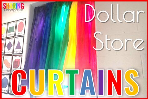 Dollar Store Curtains Classroom Window Decorations, Rainbow Theme Classroom, Classroom Curtains, Store Curtains, Classroom Window, Sunday School Rooms, Preschool Rooms, Education Post, Prek Classroom