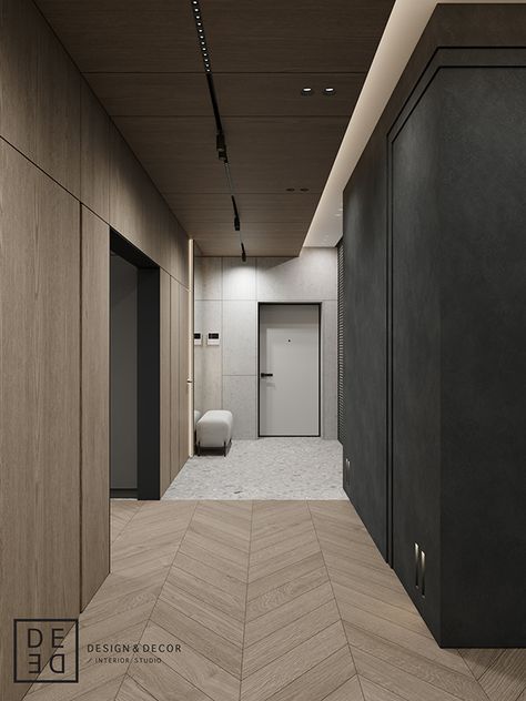 Grey Terrazzo Texture, Apartment With Terrace, Luxury Houses Entrance, Hallway Corridor, Corridor Design, Shoe Cabinets, Monochrome Interior, Bedroom Entrance, Minimalist Apartment