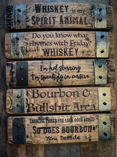 The perfect gift for your man cave! Find the sign that suits your man the most for this Father's Day 2024. Bourbon Barrel Decor, Bourbon Room, Bar Deco, Whiskey Room, Barrel Projects, Bourbon Bar, Barrel Decor, Barrel Bar, Metal Barrel