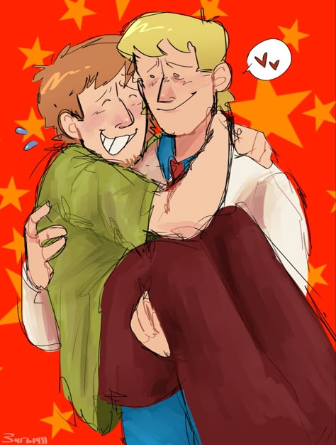 Freddy And Shaggy, Fred Scooby Doo Fanart, Fred X Shaggy Fan Art, Scooby Doo Poly, Shaggy Scooby Doo Fanart, Wally X Barnaby Welcome Home, Freddy X Shaggy, Shaggy X Fred Fan Art, Fred X Shaggy Ship