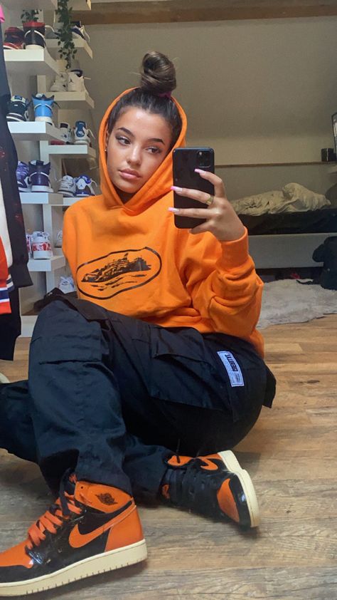 Orange And Black Jordan 1 Outfits, Orange Jordan 1 Outfit, Orange Streetwear Outfit, Shattered Backboard Outfit, Jordan 1 Shattered Backboard Outfit, Orange Shoes Outfit, Orange Outfit Ideas, Jordan Fit, Orange Ideas