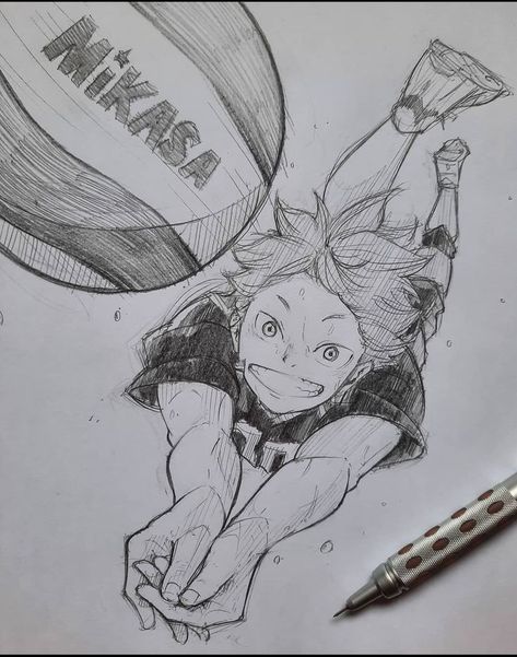 Hinata Sketch, Really Cool Drawings, Hinata Shoyo, Anime Drawing Books, Easy Drawings Sketches, Sketch Ideas, Cute Doodles Drawings, Anime Drawing, Art Drawings Sketches Creative