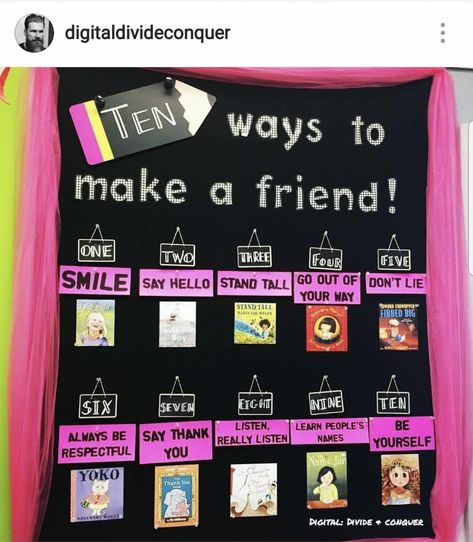 How To Make a Friend | I Teach. What's Your Superpower? School Counselor Bulletin Boards, Bulletin Board Template, Counselor Bulletin Boards, Friends Bulletin Board, Friendship Board, Free Bulletin Board, School Counseling Bulletin Boards, Counseling Bulletin Boards, Elementary Bulletin Boards