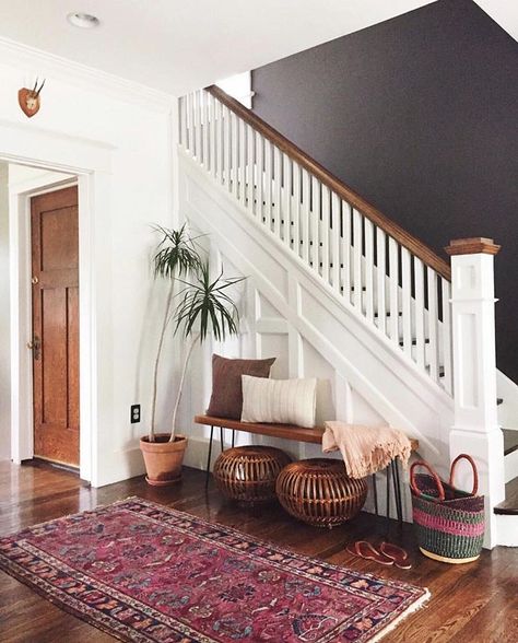 Kinsey Schopp (@kinsey.andco) • Instagram photos and videos Boho Staircase, Boho Entryway, Staircase Wall Decor, Staircase Wall, Neon Decor, Foyer Decorating, Staircase Design, Modern Boho, Wall Decor Living Room