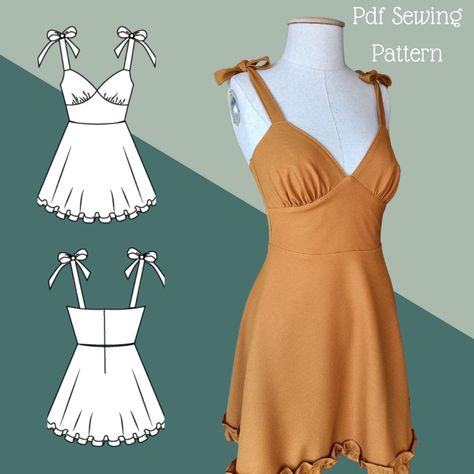 Beginner friendly,well made,trendy and easy to follow with photo instruction pdf sewing patterns Easy Sew Mini Dress, Babydoll Pattern Sewing, Mamma Mia Sewing Patterns, Summer Dresses Pattern Sewing, Easy Summer Dresses To Sew, How To Sew A Summer Dress, Free Mini Dress Pattern, Diy Sewing Clothes Patterns Dresses, Easy Sewing Patterns Free Diy Summer Dresses