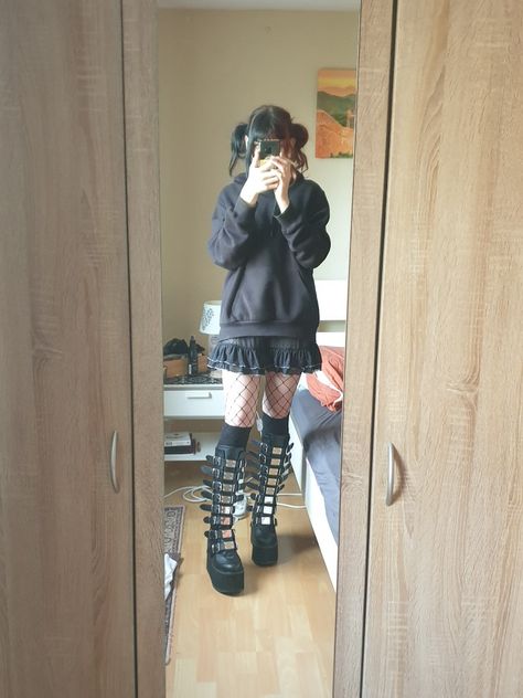 girl #girl
Darkkawaii #darkkawaii
fashion #fashion
goth #goth
alternativefashion #altfashion
fashionideas #altinspo
gothideas #gothideas
kawaiigoth #kawaiigoth
outfitideas 
grungeaesthetic
Demonia
DemoniaSwing
DemoniaBoots Casual Demonia Outfit, Black Demonia Boots Outfit, Platform Demonia Outfit, How To Style Demonia Boots, Demonia Outfit Ideas, Outfits With Demonia Boots, Demonias Outfit Ideas, Outfits With Platform Boots, Demonia Shoes Outfit