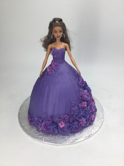 Purple Barbie Cake, Purple Barbie, Doll Cake Designs, Barbie Doll Cake, Cake Decoration Ideas, Barbie Birthday Cake, Barbie Doll Cakes, Barbie Cake, Shark Birthday