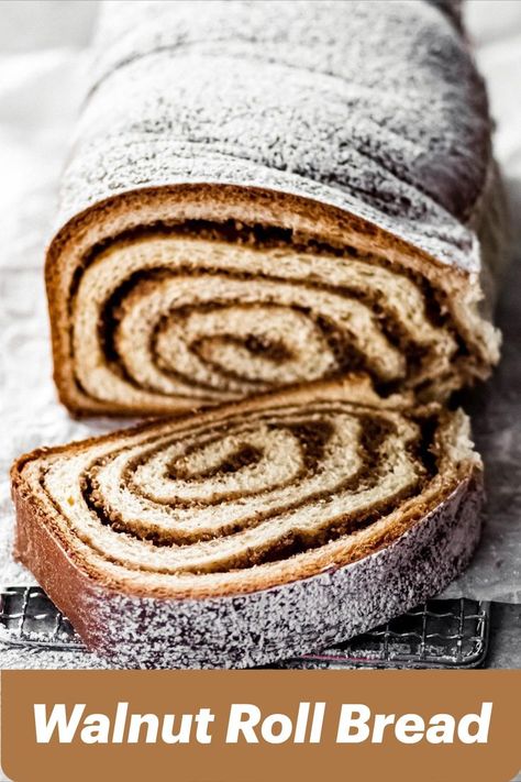 Save @mogwaisoup's Croatian Walnut Roll Bread (Orehnjača) for your next holiday party. Walnut Roll, Yeast Bread Rolls, Walnut Bread, Croatian Recipes, Butter Spread, Sweet Bread, Cake Flour, Bread Rolls, Dry Yeast