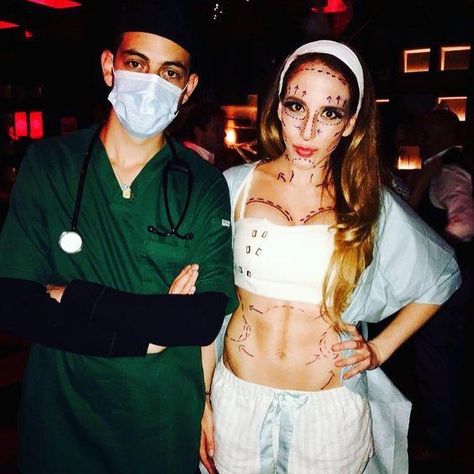 Spending time on @pinterest never disappoints! Here are some hilarious DIY Halloween costume ideas that are #niptuck perfection! Wish we could tag the appropriate people! (If it’s you, please let us know!) #plasticsurgery #halloween #costume #DIY #funny #wackywednesday #cosmeticsurgery #pinterest #plasticsurgerycenter #diyhalloweencostume #diyhalloween @2lebrit2quit #2lebritt2quit Patient Halloween Costume, Halloween Costume Doctor, Aesthetic Costumes, Doctor Halloween Costume, Doctor Halloween, Bff Halloween Costumes, Best Friend Halloween Costumes, Trio Halloween Costumes, Doctor Costume