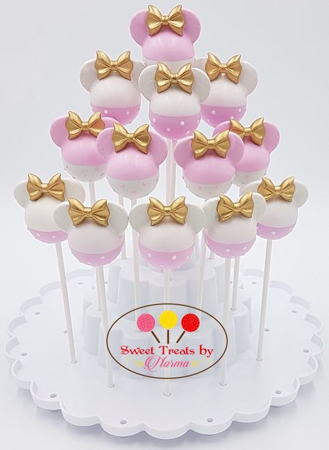 Mini Mouse Cake Pop, Minnie Mouse Sweets, Cake Pop Disney, Minnie Mouse Cakesicles, Mini Maus Cake, Cake Pops Decoracion, Minnie Cake Ideas, Minnie Mouse Cakepops, Minnie Cake Pops