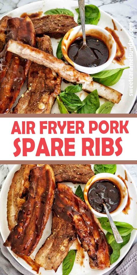 Spare Ribs Air Fryer, Ribs Air Fryer, Ribs In Air Fryer, Dinner Recipes Air Fryer, Air Fryer Dinner, Air Fryer Pork, Healthy Pork, Recipes Air Fryer, Pork Spare Ribs