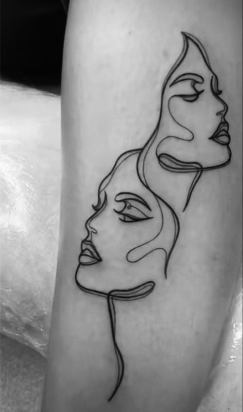 Tattoo Gemini, Tattoo Silhouette, Gemini Tattoo Designs, Face Tattoos For Women, Line Tattoo Ideas, One Line Tattoo, Lash Studio, Tattoo Outline Drawing, Gemini Tattoo