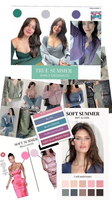 True Summer Outfits Inspiration, Soft Summer Color Analysis, Deep Summer, Cool Summer Celebrities, True Summer Color Palette Outfits, Cool Summer, Soft Summer Fashion, Casual Edgy, Soft Summer Palette