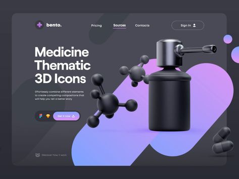 Bento Matte 3D: Medicine by Anna Novikova for UI8 on Dribbble Webflow Website, Website Colors, Ux Design Course, Ui Design Website, 3d Inspiration, Website Illustration, Website Header Design, Web Design Tips, Application Design