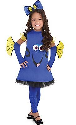 Diy Dory Costume, Animal Costumes For Girls, Dory Halloween Costume, Finding Dory Costume, Dory Costume, Finding Nemo Costume, Nemo Costume, Girl Halloween Costumes, Fish Costume