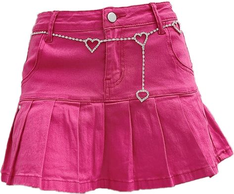 Y2K Pink Skirt | ShopLook High Waist Jeans Shorts, Cute Y2k Outfits, Pink Outfits Aesthetic, Y2k Outfits Pink, Pink Y2k Outfit, Skirt Png, Hot Pink Outfit, Jeans Rosa, Hot Pink Skirt