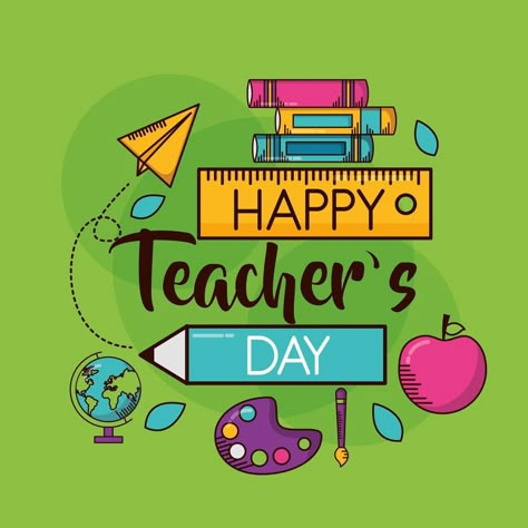 Teachers Day Decoration, Teachers Day Card Design, Teachers Day Drawing, Happy Teachers Day Card, School Objects, Teachers Day Celebration, Teachers Day Poster, World Teacher Day, Celebration Design