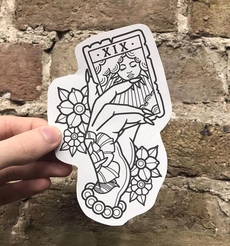 Traditional Tattoo Outline, Sam King, Tarot Tattoo, Tarot Card Tattoo, Stencil Outline, Cool Tattoo, Traditional Tattoo Sleeve, Awesome Tattoo, Witch Tattoo