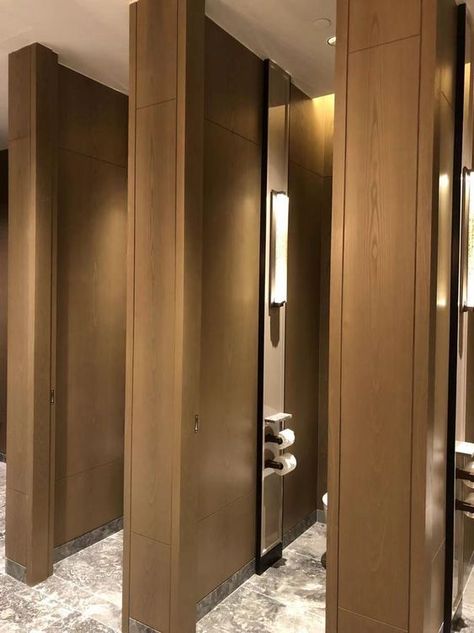 Luxury Public Toilet Design, Hotel Washroom Design, Luxury Public Toilet, Spa Powder Room, Public Toilet Interior, Public Bathroom Ideas, Public Bathroom Design, Public Toilet Design, Hotel Restroom