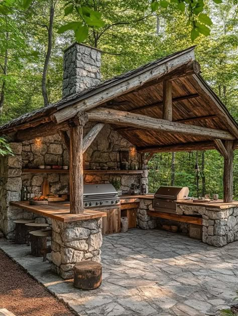 Outdoor Kitchen Wood, Kitchen Wood Cabinets, Building Cabinets, Outdoor Kitchen Plans, Outdoor Patio Designs, Backyard Fireplace, Backyard Pavilion, Kitchen Wood, Outdoor Kitchen Patio