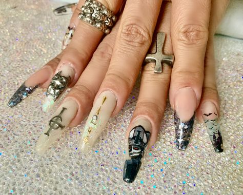 #ghostdc Ghost Band Themed Nails, Ghost The Band Nails, Ghost Band Inspired Nails, Ghost Bc Nails, Ghost Band Makeup, Ghost Band Nail Art, The Band Ghost Nails, Ghost Band Inspired Tattoos, Ghost Band Nails