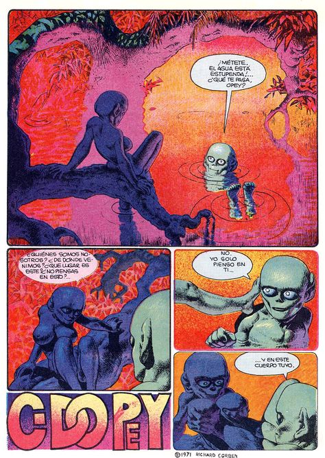 ‪Alien love: opening pages of Richard Corben’s CIDOPEY (1971).‬ Rich Corben, Alien Princess, Heavy Metal Comic, Richard Corben, Princess Design, Wallpaper Stencil, Sf Art, Scifi Fantasy Art, Science Fiction Illustration