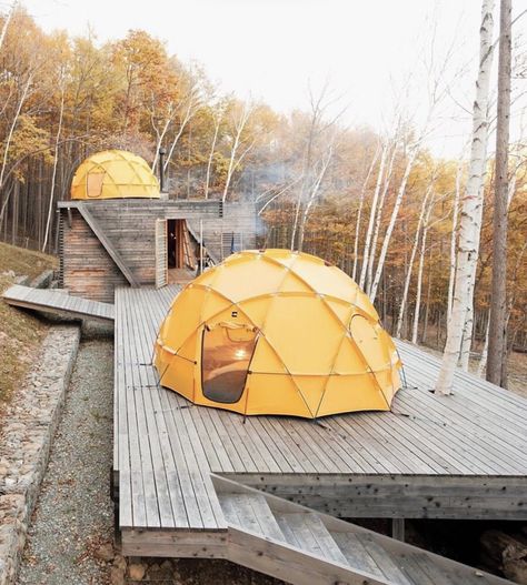 House Hillside, Back Country Camping, Camping Retreat, Rental Property Ideas, Camping Ideas For Couples, Garden Pavillion, Nature Classroom, Canada Calgary, Tent Platform