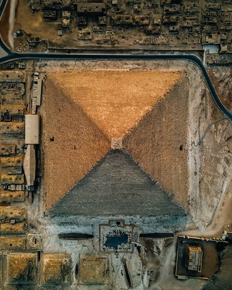 Spectacular Drone Views Of Giza Present the Pyramid in an Unusual Perspective | Colossal Great Pyramid Of Khufu, Egypt Tourism, Giza Egypt, The Great Pyramid, Gardens Of Babylon, Great Pyramid, Great Pyramid Of Giza, Egyptian Pyramids, Colossal Art