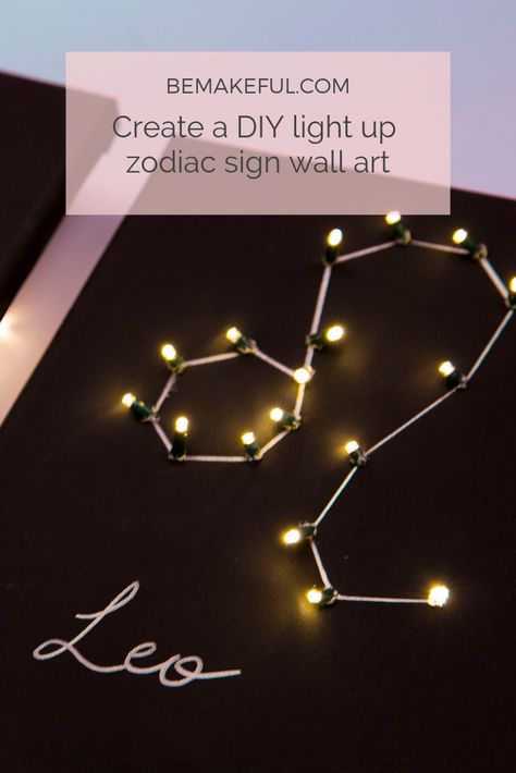 Create a DIY light up zodiac sign wall art Look to the stars (literally) with this super trendy, easy-to-make DIY constellation wall art. Diy Constellation Wall, Constellation Project Ideas, Diy Constellation Art, Zodiac Sign Crafts, Diy Zodiac Gifts, Constellation Crafts, Zodiac Crafts, Constellation Project, Projects For Elementary Students