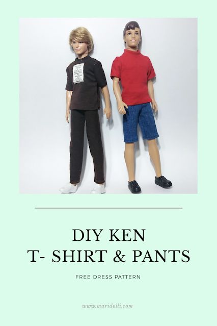 Ken Tshirt, Wrap Up Top, Diy Ken Doll Clothes, Barbie Organization, Dollhouse Crafts, Doll Free Pattern, Ken Clothes, Ken Barbie Doll, Free Barbie