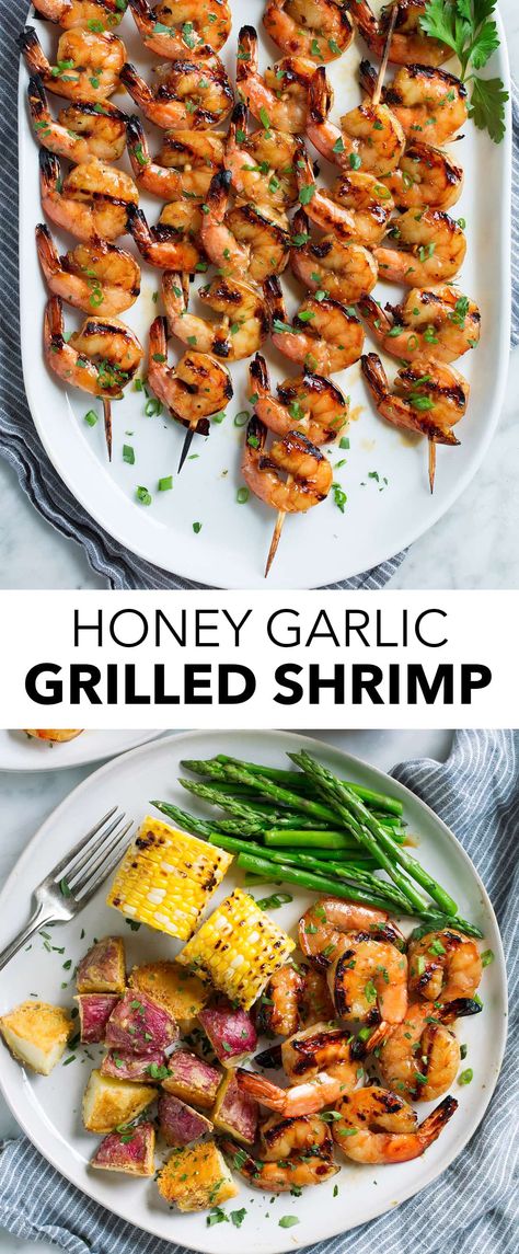 Honey Garlic Marinade, Honey Marinade, Easy Grilled Shrimp Recipes, Marinated Grilled Shrimp, Grilled Shrimp Recipe, Dinner Shrimp, Shrimp Marinade, Garlic Marinade, Grilled Shrimp Recipes