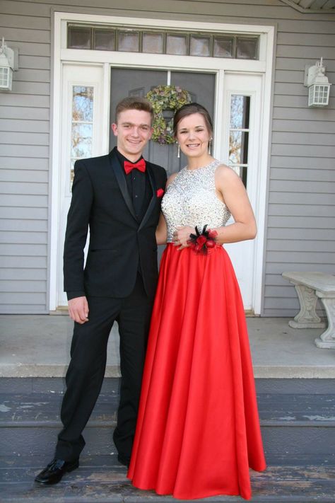 Black Tux With Red Bow Tie, All Black Suit With Red Bow Tie, Black Suit With Red Bow Tie, All Black Suit With Red Tie, Black Suit Red Bow Tie, Prom Tux Ideas, Black And Red Tuxedo, Prom Tuxedo Ideas, Red Tux