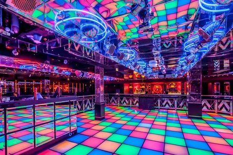 Nightclub Design, Rainbow Aesthetic, Neon Aesthetic, Weird Dreams, Aesthetic Images, Retro Aesthetic, Cool Rooms, Dance Floor, Pretty Pictures