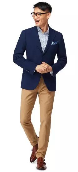 Tan Pants Men, Blue Blazer Outfit Men, Custom Blazers, Navy Blazer Outfits, Sport Coat Outfit, Custom Blazer, Navy Blazer Men, Blue Blazer Outfit, Blue Blazer Men