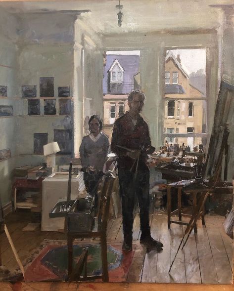 Peter Brown on Instagram: “Tall me and @ella_brown31 in the #studio #interior #artistsstudio #oilpainting” Artist In Studio, Peter Brown, Art Is Dead, Moonlight Painting, Brown Painting, English Art, Brown Art, Studio Interior, A Level Art