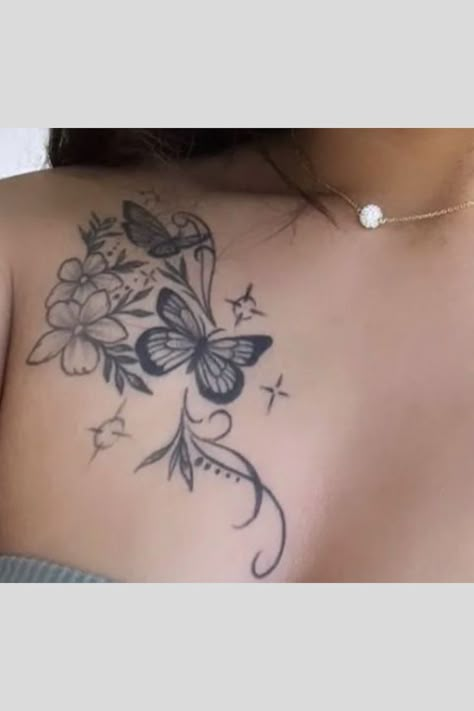 Small Cute Chest Tattoo Female, Flower Tattoo On Chest, Tattoo Papillon, Inspo Tattoo, Tattoo Designer, Jagua Henna, Cute Hand Tattoos, Tattoos Inspiration, Pretty Hand Tattoos