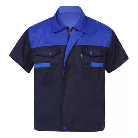 Mens Work Shirt Color Block Turn-Down Collar Workwear Motor Mechanic Uniform | eBay Mechanic Uniform, Mechanics Uniform, Motor Mechanics, Factory Work, Mens Work Shirts, Collar Tshirt, Work Shirt, Work Tops, Swimwear Girls