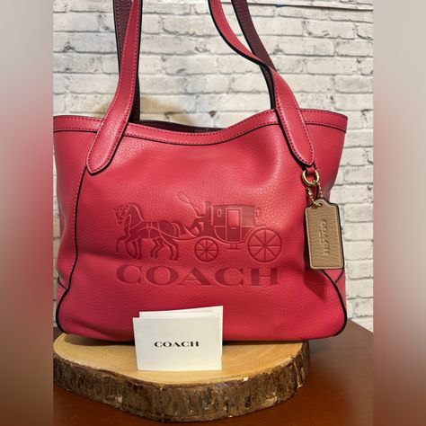 Brand: Coach Style: Horse And Carriage Tote / C4063 Condition: New With Tag Exterior Color: Poppy/Vintage Mauve Interior Features: Inside Zip Pocket Closure: Magnetic Snap Hardware Color: Gold Straps: Two Shoulder Straps Approx. Measurements: 12" L X 10.75" H X 5.25" W * Coach Hangtag Not Included Questions? Leave A Comment Below! Mauve Interior, Horse And Carriage, Market Tote Bag, Coach Tote Bags, Grey Tote, Carryall Tote, Oversized Tote Bag, Coach Tote, Oversized Tote