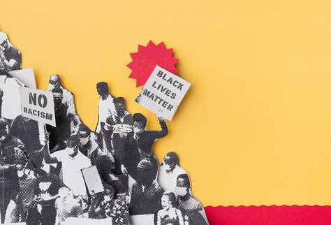 illustration of "black lives matter" protest march in usa. made with collage and paper cut out technique. Black Lives Matter Protest, Dog Whistle, Stock Photography Free, Paper Cutout, Business Leader, Lives Matter, Black Art, Creative Studio, Black Lives